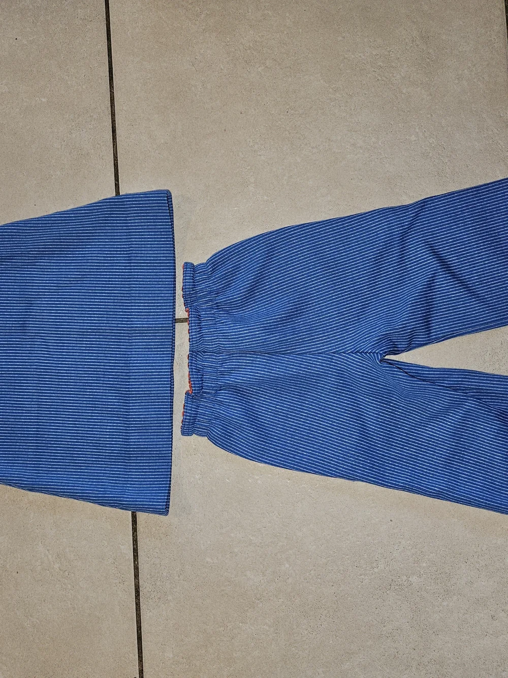 Vintage Carter's Blue Pinstripe Two-Piece Set with Red Flower Accents